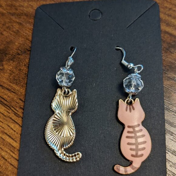 Brown Tabby Sterling 925 Silver Drop Earrings - Picture 4 of 13